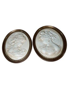 VTG Turner Wall Accessories Set of 2 Hand-Colored Plaques Gold Frames East Wind